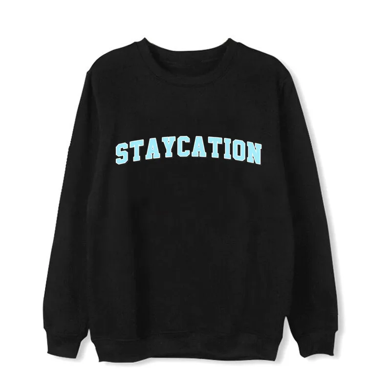 Fashion Streetwear SUGA Staycation Printing Pullover Sweater Kpop Fans Harajuku Hoodie Aesthetic for Women\'s Men\'s Clothing