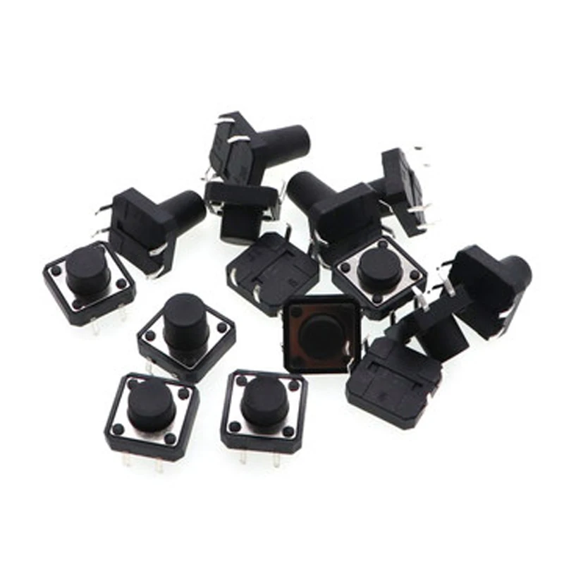 20pcs 12x12 Push Button Switch DIP 4pin Light Touch Switch 12*12*4.3/5/6/7/8/9/10/11/12/13/14/16/18/20/22/25mm Power Tact Switch