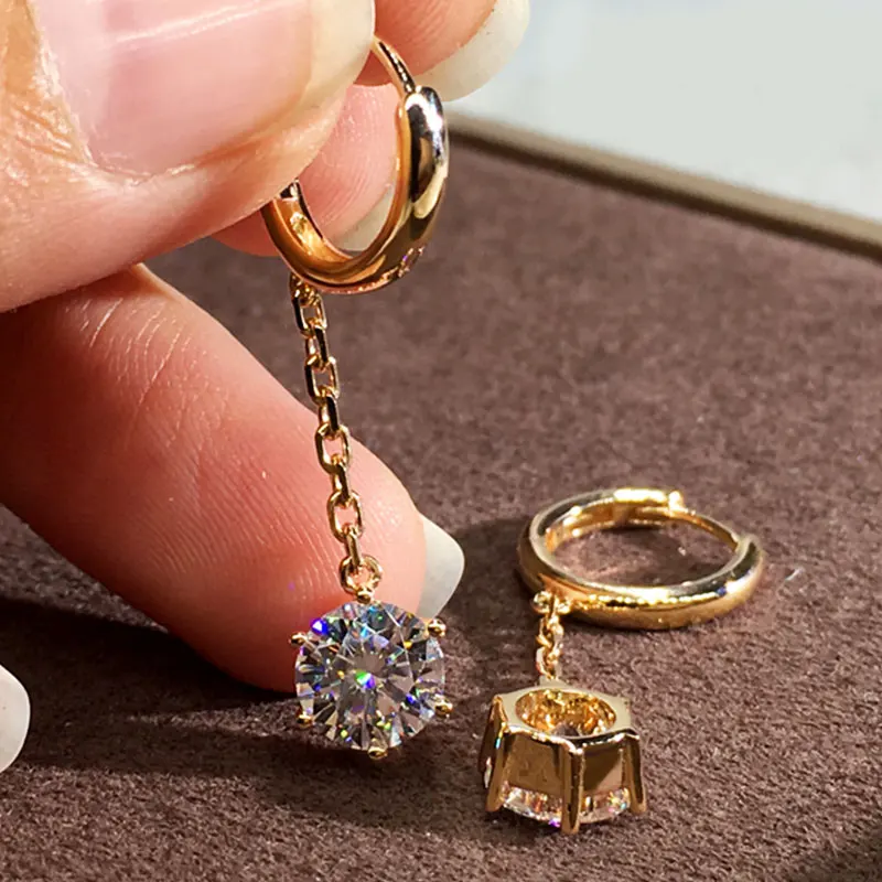 Huitan Fashion Chain Dangle Earrings with 6 Claw Cubic Zirconia for Women Newly Designed Wedding Engagement Jewelry Wholesale view 2
