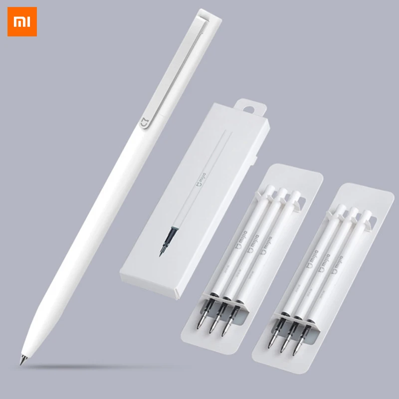 Xiaomi caneta mijia caneta sinal mi canetas com 0.5mm recarga suíça 143mm rolo de rolamento tinta preta xiomi assinatura canetas esferográficas para a escola