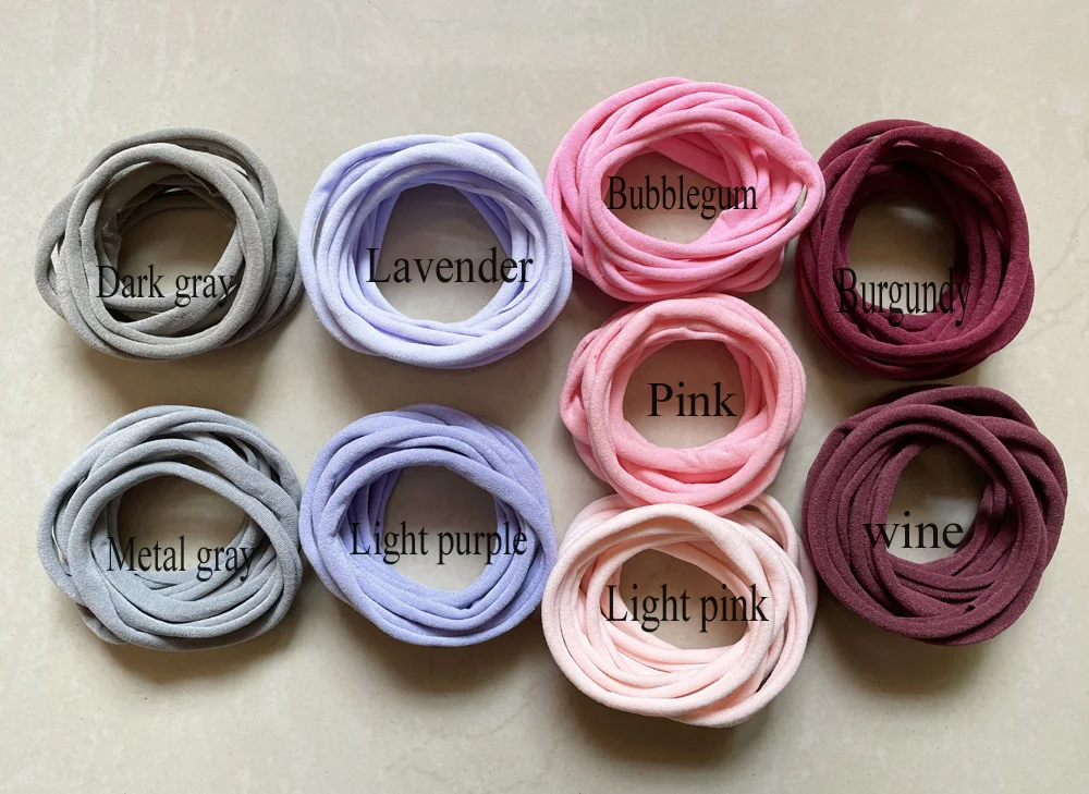 500 pcs/lot, New Solid Color Nylon Elastic Headbands Super Soft Stretchy Nylon Headbands, one size fits most