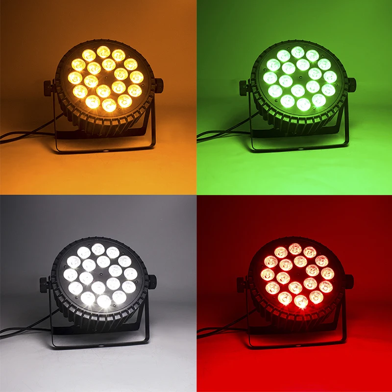 ضوء LED من سبائك الألومنيوم ، مسطح كبير مسطح ، 18 × 18 واط ، RGBWA + أشعة فوق البنفسجية ، 18 × 12 واط ، RGBW ، ضوء لـ DJ Bar ، مسرح حفلات الديسكو