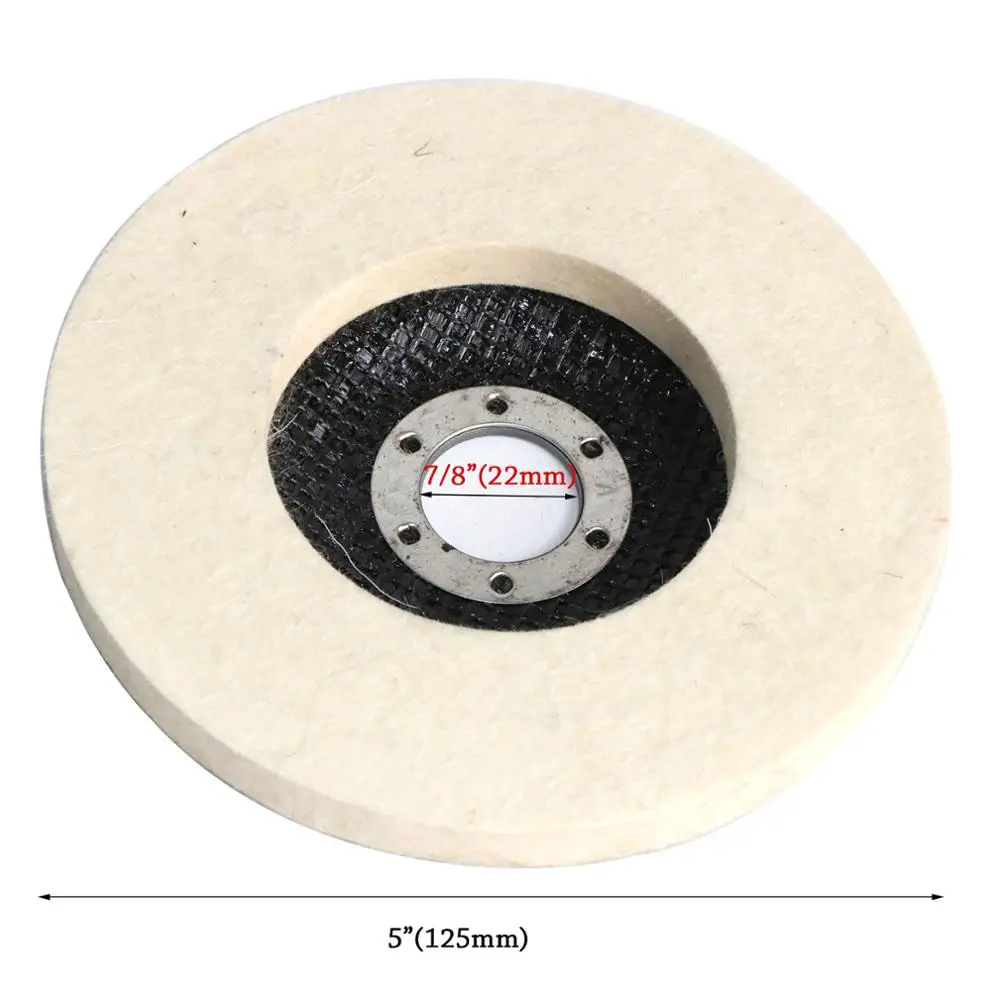 5 인치 125mm 양모 연마 휠 버핑 패드 앵글 그라인더 휠 금속 대리석 유리 도자기에 대한 연마 디스크를 느꼈다