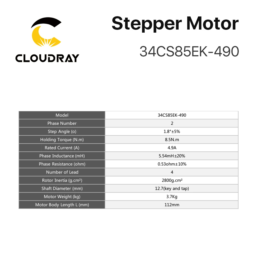 Cloudray Nema 34 Open Loop Stepper Motor 8.5N.m 4.9A 12.7mm Shaft Diameter and 2.4A-7.2A Driver for 3D printer CNC Machine