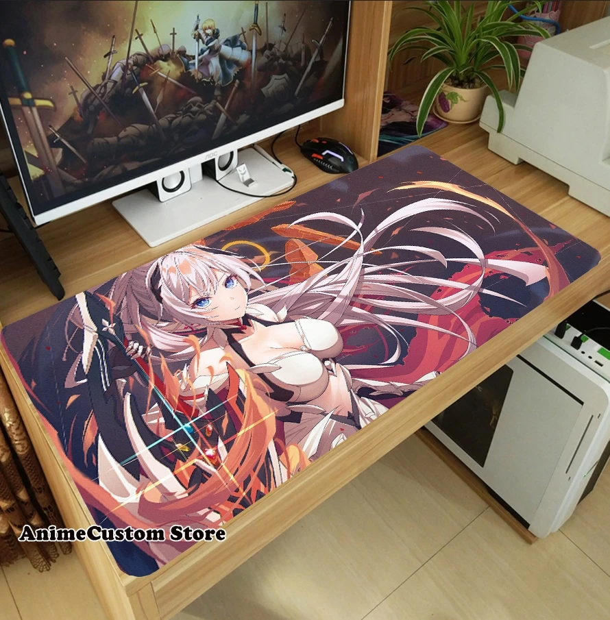 Anime Honkai Impact 3 Kiana Kaslana duża zagęścić podkładka pod mysz podkładka pod mysz do laptopa podkładka pod klawiaturę antypoślizgowa Playmat prezent