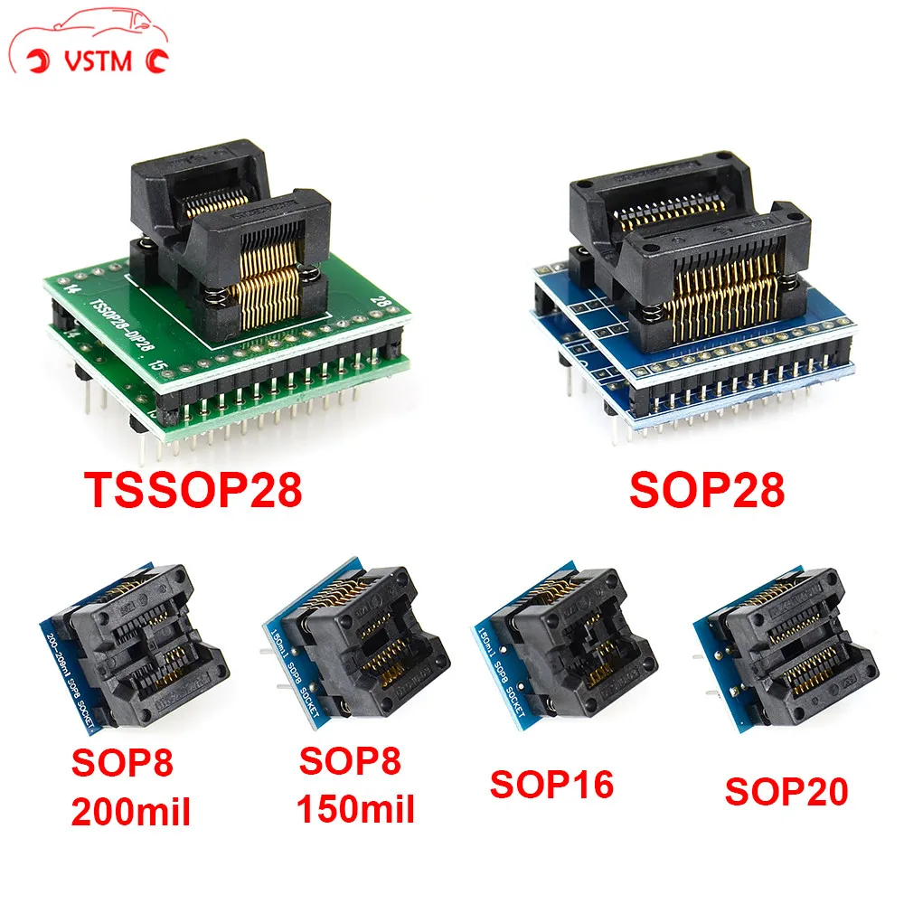 

6Pcs/set Adapter TSSOP28 SSOP28 SOP28-DIP28 SOP20 SOP16 SOP8 150mil200mil to DIP8 adapter compatible tssop20ssop20 tssop8 socket