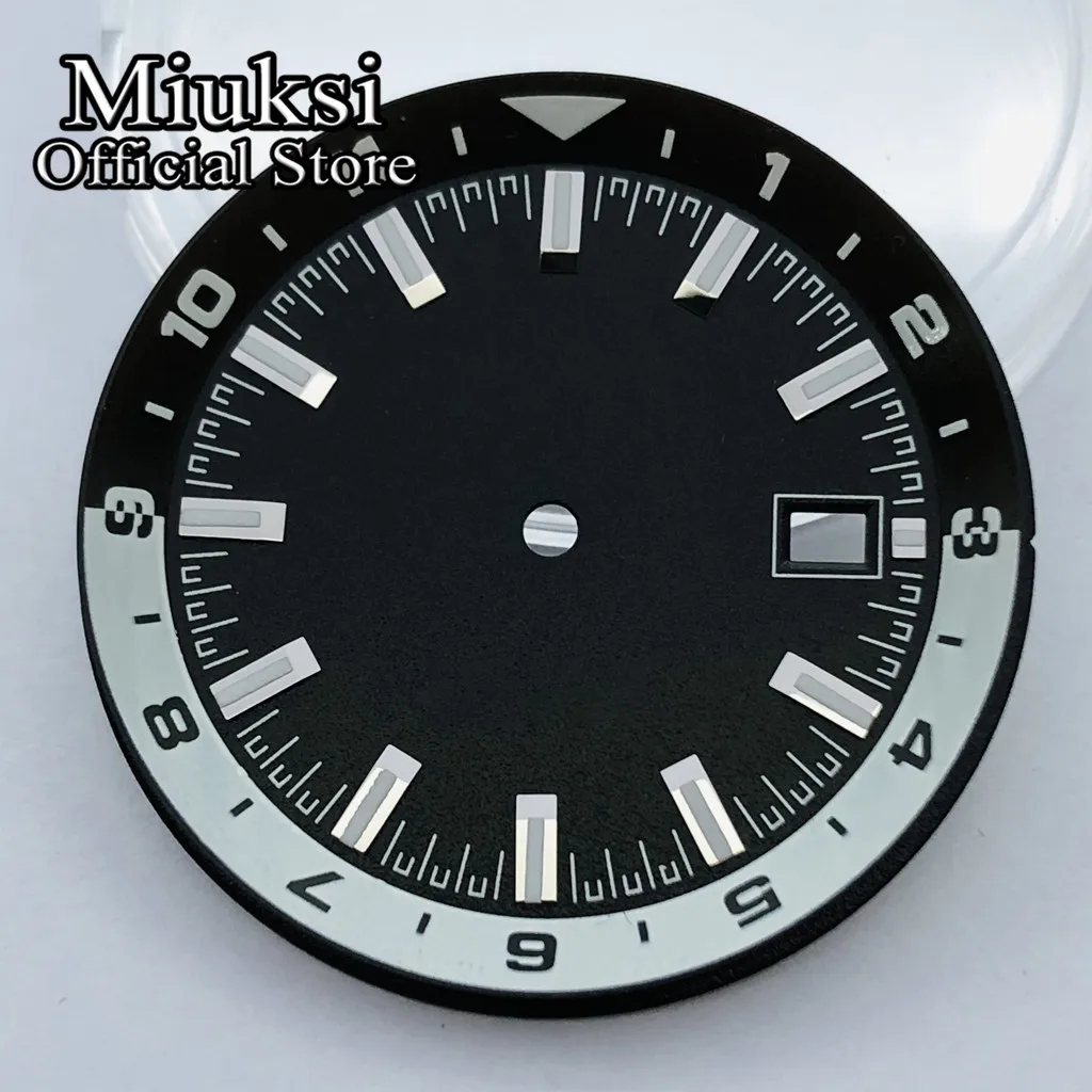 Miuksi 36.5mm black white green blue sterile dial luminous dial fit NH35 NH36 movement