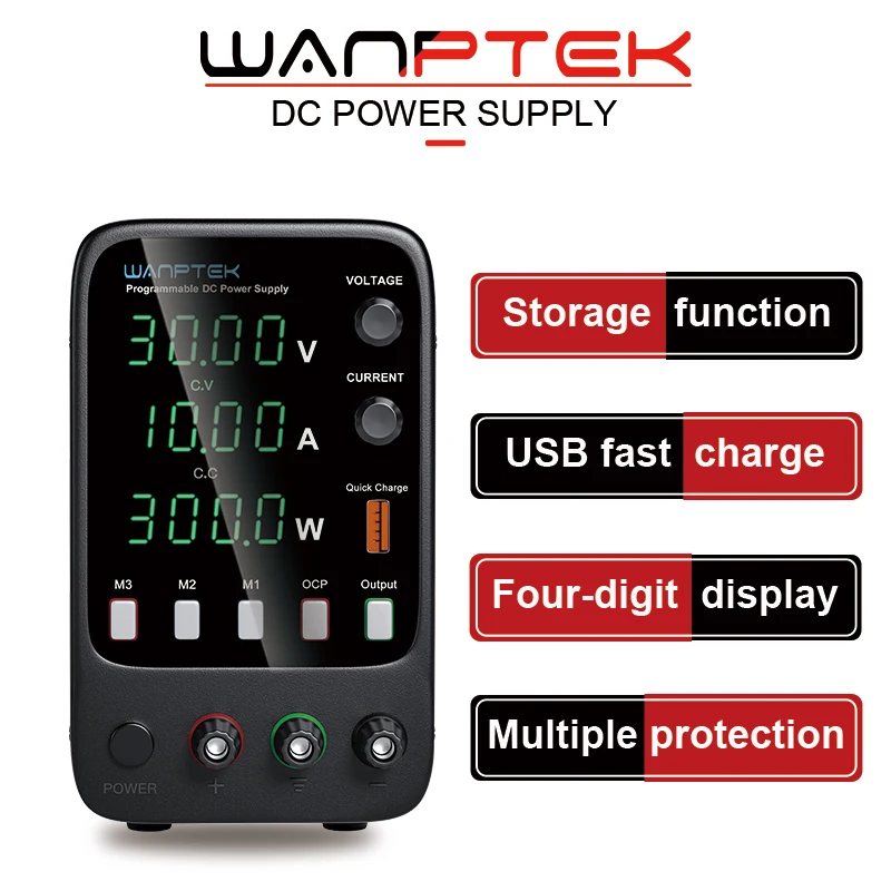 Wanptek Variable DC Regulated Power Supply 30V 10A Three Group Storage Function APS3010H OCP Alarm Output Preset Voltage Current