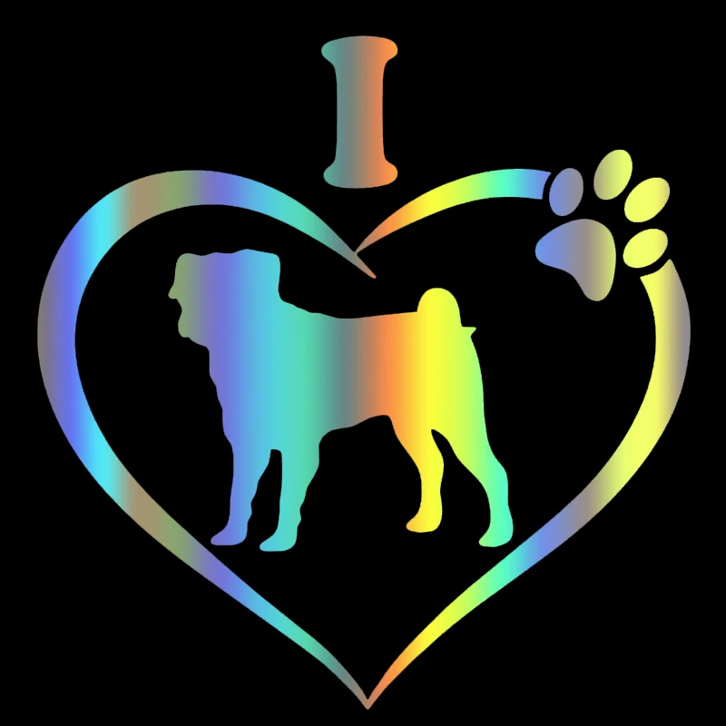 S51566 Various Sizes/Colors Car Stickers Vinyl Decal I Love My Pug  Dog Animal Motorcycle Decorative Accessories