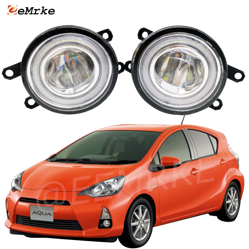 

For Toyota Prius C Aqua 2012 '13 '14 '15 '16 2017 2 in 1 LED Cut-Line Lens Fog Lights Lamp Angel Eye DRL Daytime Running Lights