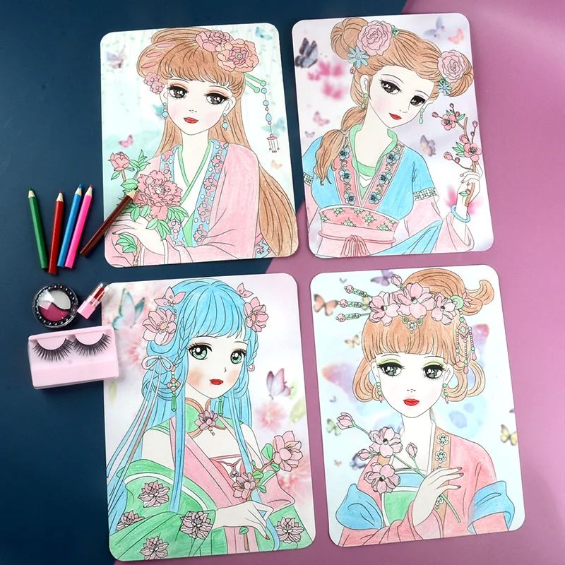 Children Makeup Girl Makeup Toy Beauty Makeup Ancient Makeup Princess Girl Coloring Doodle Painted Watercolor Set P13