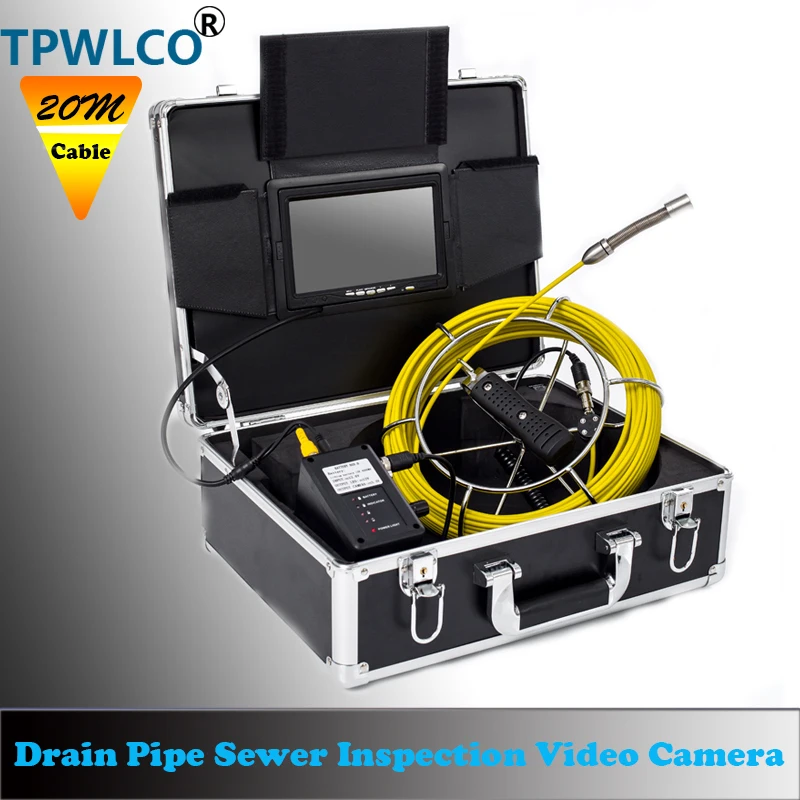 

7" Screen Monitor Drain Pipe Inspection System 17mm Waterproof Sewer Video Camera Len Camera Viewing Angel 140Dregee 20m Cable