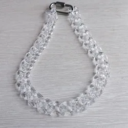 FishSheep Clear Acrylic Chain Necklace for Men Women Rock Punk Resin Transparent Cuban Choker Padlock Necklace 2025 y2k Jewelry