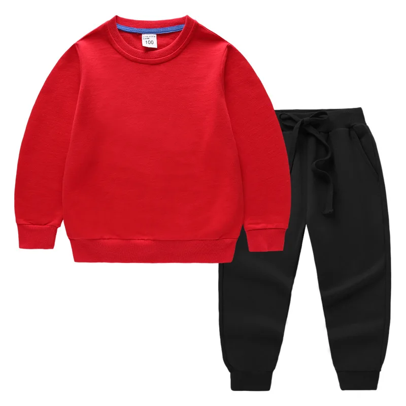 2022 Spring/autumn Children's Clothing Children's Sweater Trousers Two-piece Solid Color Baby Cotton Long-sleeved Suit