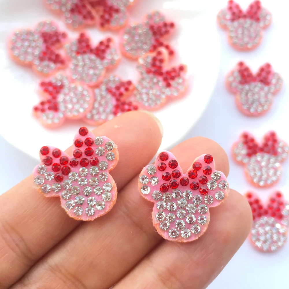 30Pcs 18MM Pink Padded Flower Crystal Rhinestone Applique for DIY Clothes Shoes Hat Sewing Patches Headwear Decor Accessories