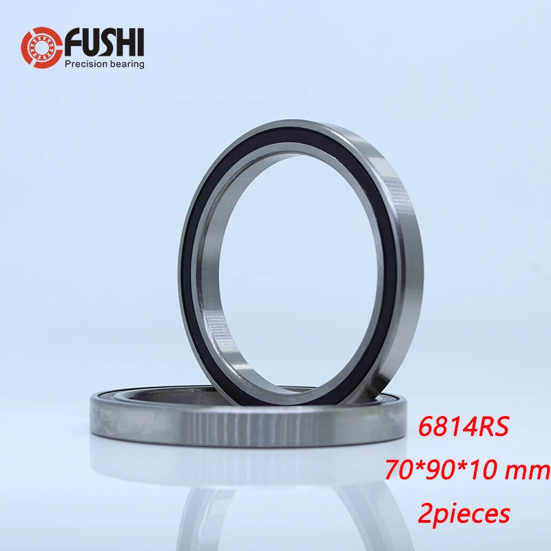 6814 2RS ABEC-1 2PCS 70x90x10 mm Metric Thin Section Bearings 61814 RS 6814RS