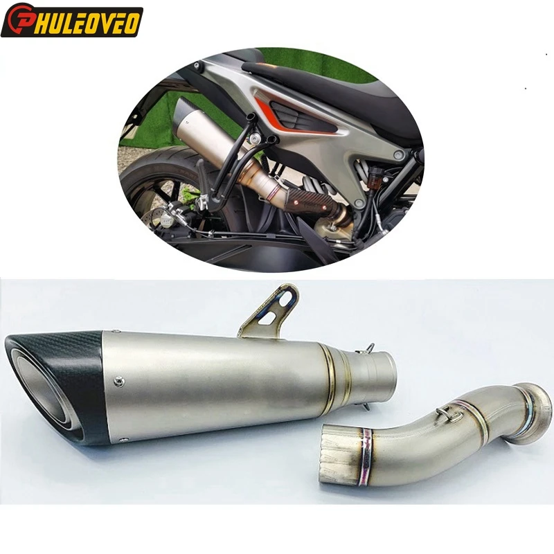 For KTM 790 890 Duke 2018-2023 Motorcycle Exhaust System with Titanium Alloy Muffler Silencer Link Pipe Carbon Cover Shield