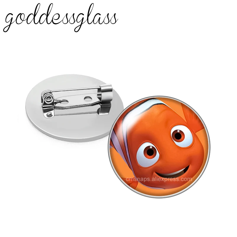 Disney Finding Nemo Clownfish Marlin Photo Glass cabochon Brooch pinback button Bag Clothes Denim Jeans Lapel Pin Badge Jewelry