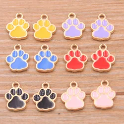 20pcs 10*14mm 8 Color Alloy Metal KC Drop Oil Dog Cat Bear Paw Charms Animal Pendant For DIY Bracelet Necklace Jewelry Making
