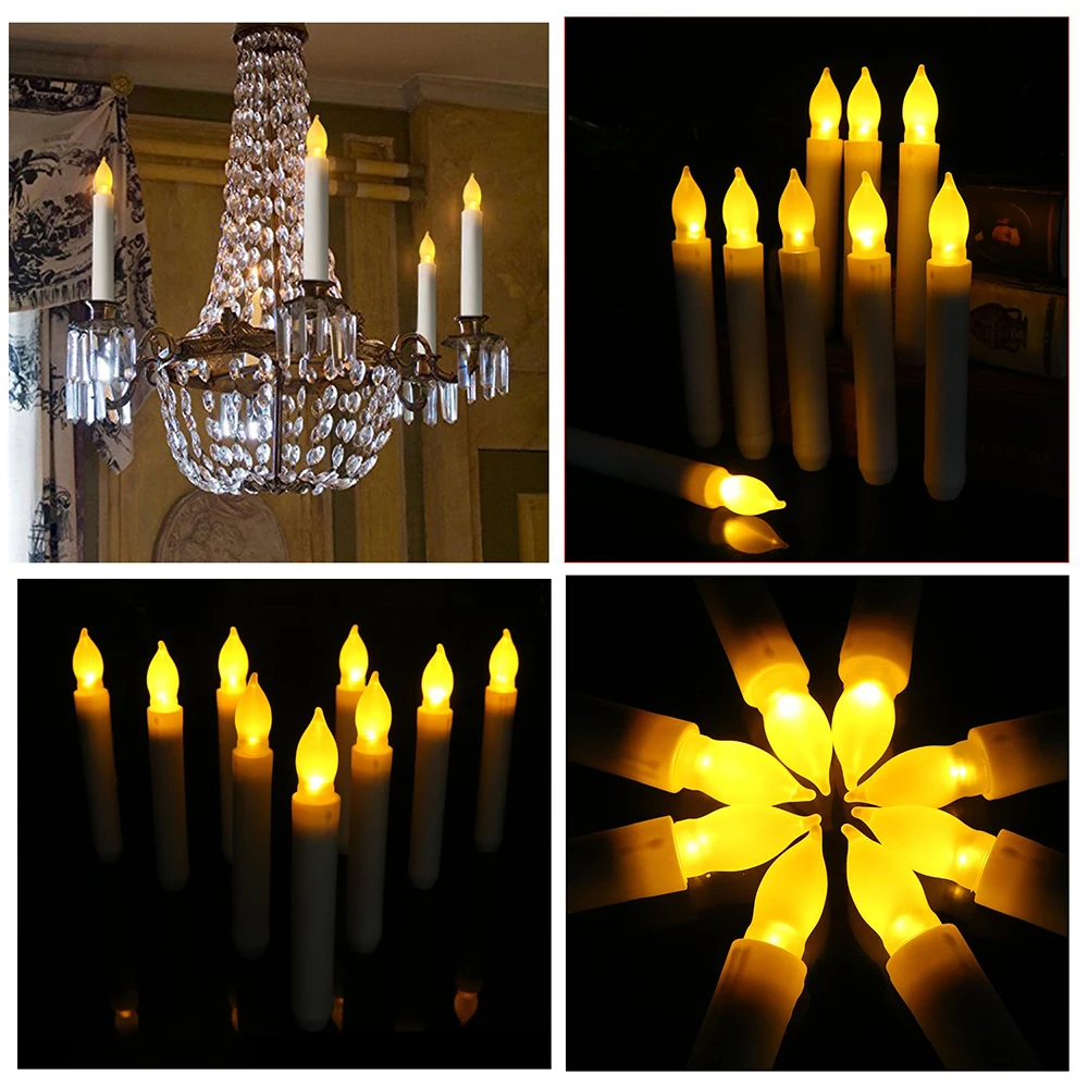 12/3/1Pcs Flameless LED Taper Candles Lights Candlesticks Tealight Lamp for Church Wedding Birthday Party Christmas Dinner Decor