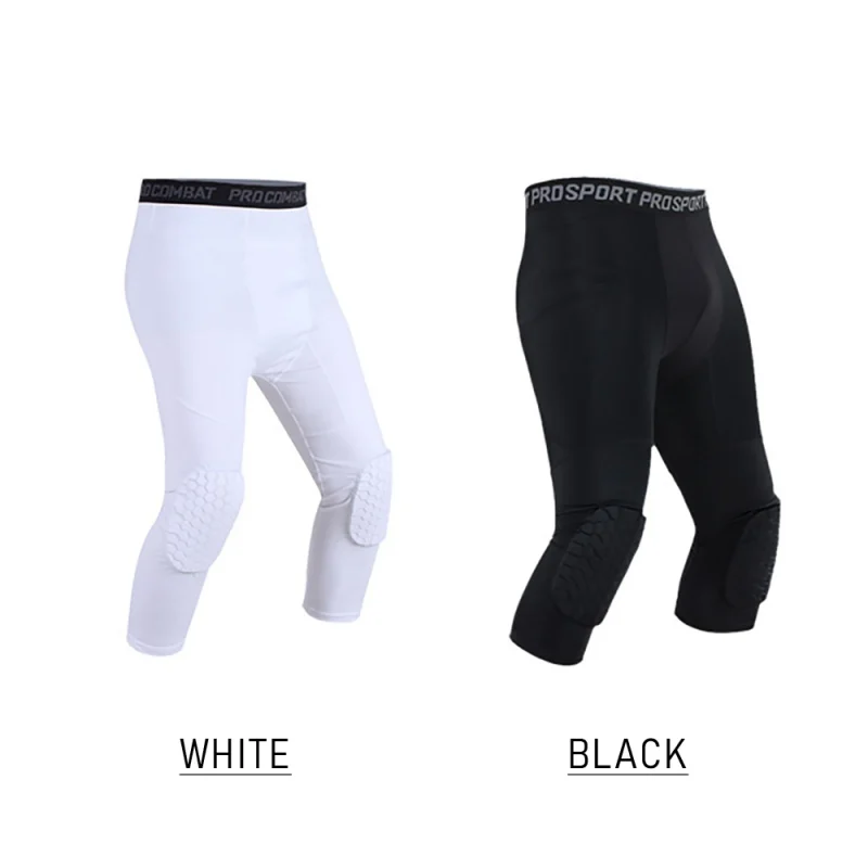 1PC Basketball Pants with Knee Pads Basic Leggings 3/4 Tights Compression Protecion Volleyball Soccer Pants