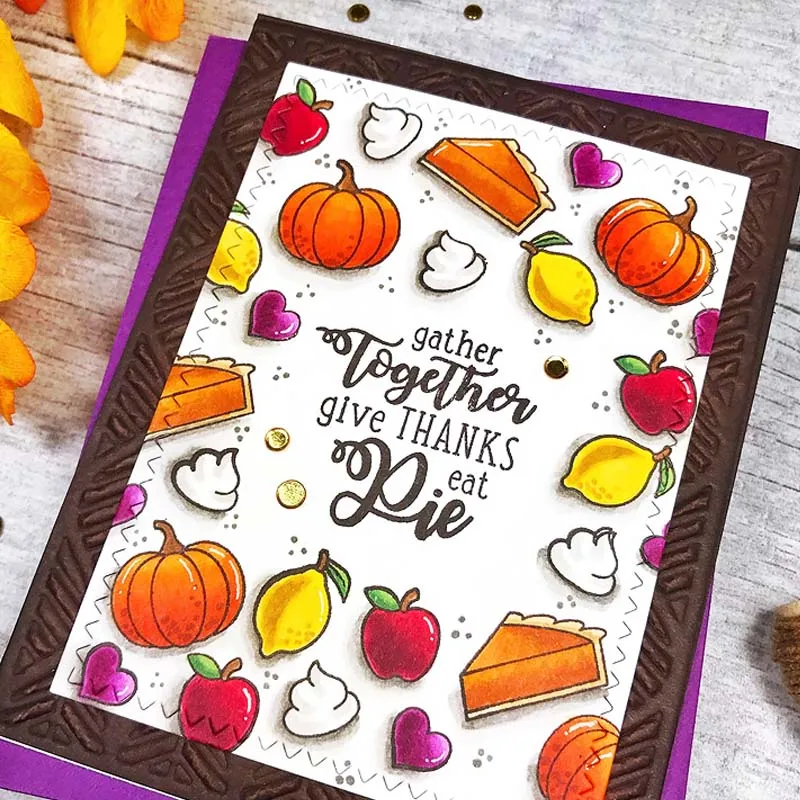 Happy Pie Day Die Cut + Clear Stamp Pie + Fruit + Phrases Metal Cutting Dies + Clear Stamp untuk Card Making Dekorasi New 2019