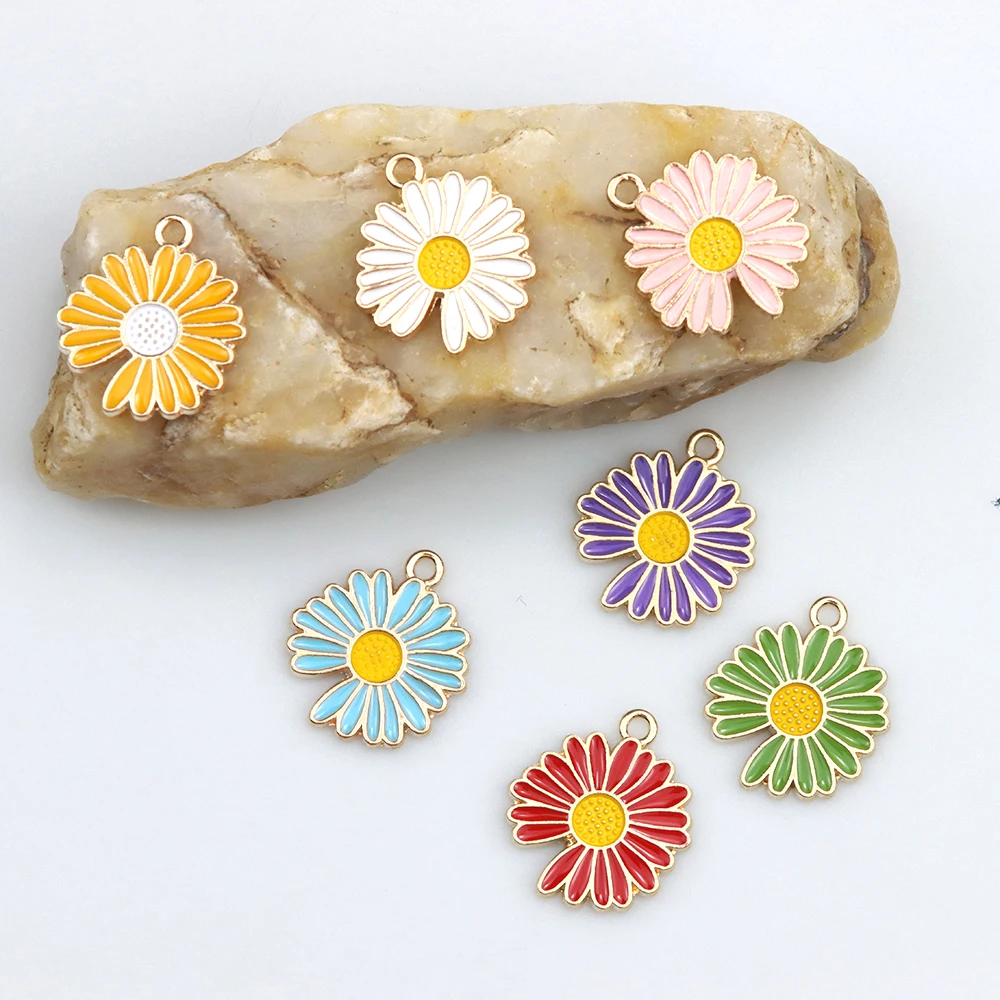 3Pcs/Lot Enamel Maple Leaf /Daisy/Four Leaf Clover Pendant Necklace Earrings Charm DIY Fine Handmade Jewelry Making Accessories