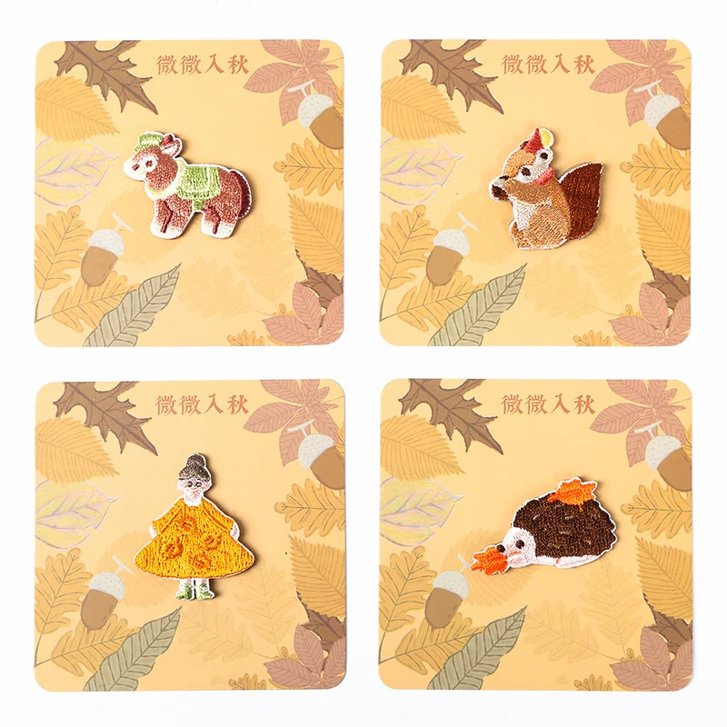 Embroidered Autumn Party Patches for Student Clothes Bags DIY Applique Embroidery Parches Iron On Patch for Clothes Caps