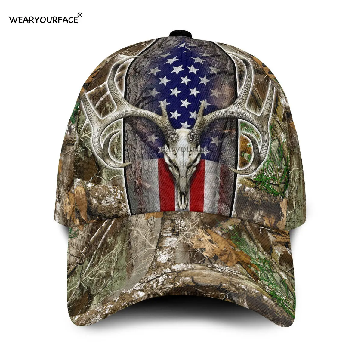 Deer Moose Hunting Animals 3D All Over Printed Snapback Hat Men Women Adult Sports Headwear Outdoor Sun Visor Baseball Cap