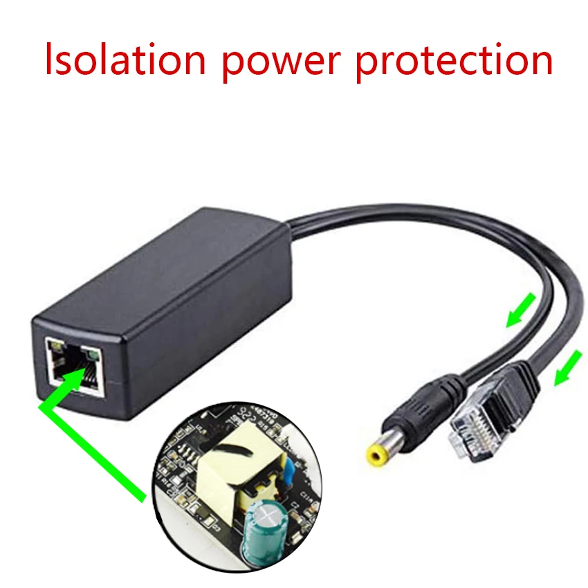 Active PoE Power Over ethernet Splitter Adapter 48V to 12V  IEEE 802.3af Compliant 10/100Mbps PoE Splitter with 12V1.2A Output