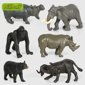 Фигурки африканского слона, бегемота, носорога, буйвола, гориллы, Игрушки для раннего развития детей, Рождественский подарок