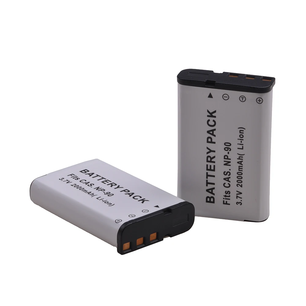 2 pces NP-90 np90 bateria para casio np 90, exilim EX-H10, EX-H15, EX-H20G, EX-H20GBK, EX-H20GSR, EX-FH100BK, EX-FH100