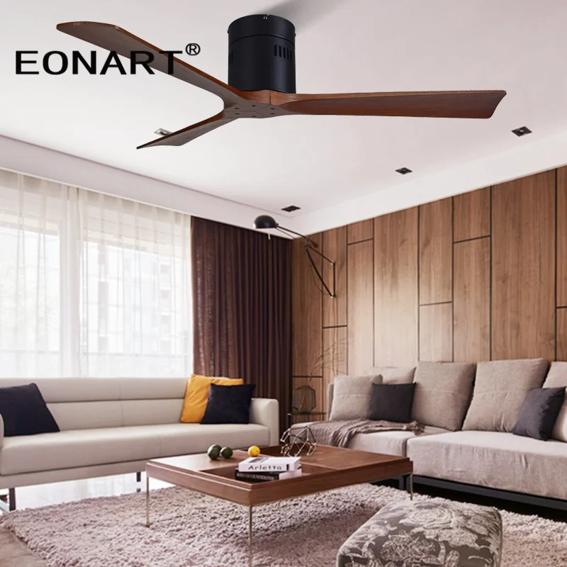 

52Inch Lower Floor Home Fan without Lamp With Remote Control Modern solid wood roof decorate fans for home 110-240Vac motor fan