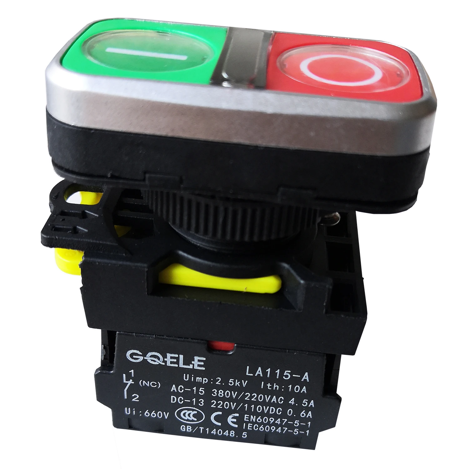 LA115-A5-11RD1 Impermeabile 1NO LB 1NC 220V M22 Interruttore a pulsante illuminato momentaneo a pulsante per armadio di controllo della pompa