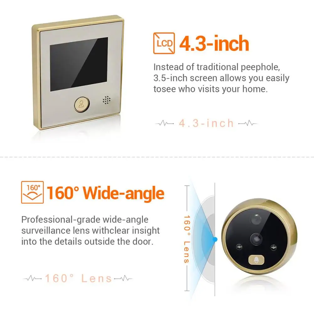 2.8 นิ้วIR Night Vision Motion Detection Videoประตูโทรศัพท์ยาวสแตนด์บายภาพPeephole Viewer