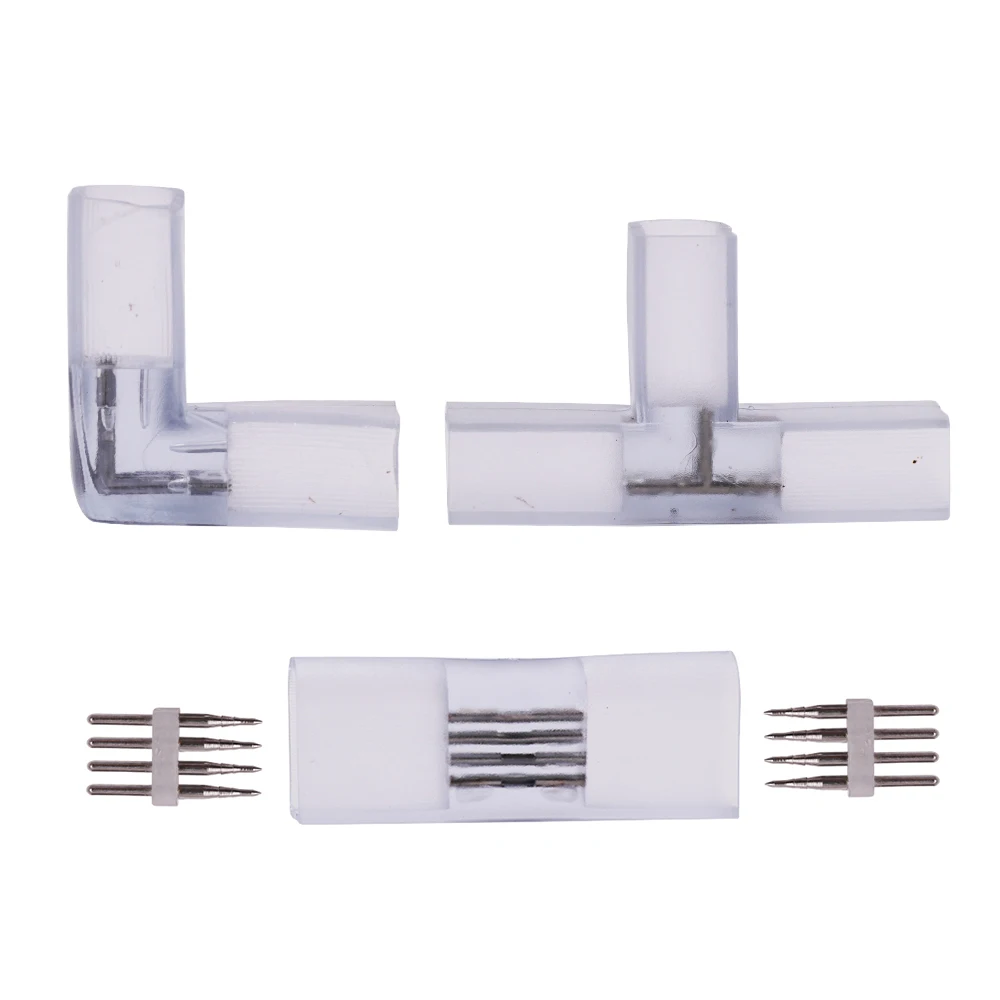 LED klipler konnektör I L T tipi 2pin 4pin konnektörü orta köşe fiş 5 takım için 220V 110V 8X16mm 9X18mm RGB/tek renk Neon şerit
