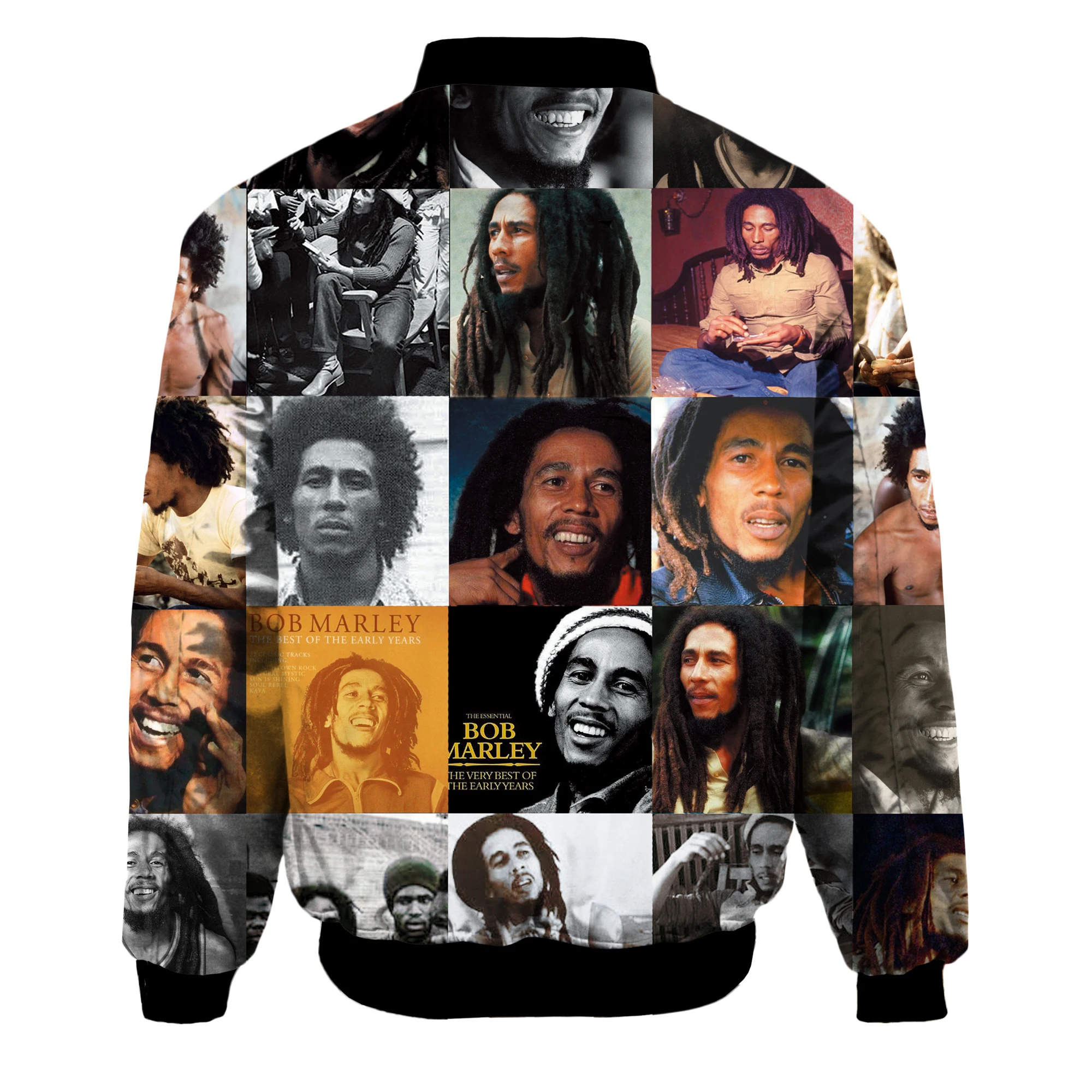 Hip hop Men\'s Warm bomber jacket Reggae Bob Marley Print 3d Thick winter Long Sleeve pocket outwear Unisex Casual Zip Jacket