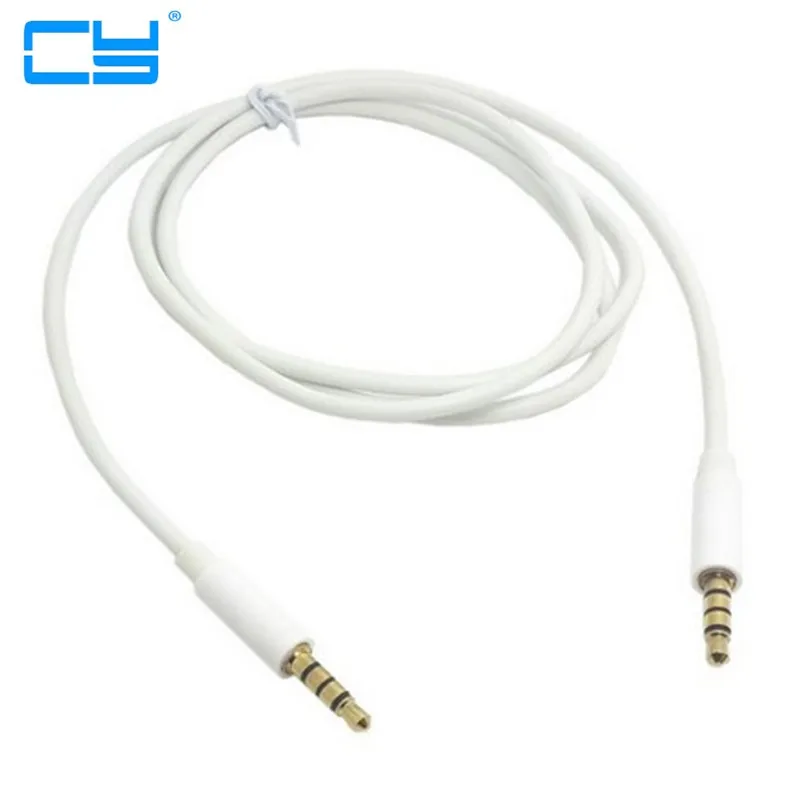 high quality 3.5mm Male to 3.5mm Male 4 Pos Cable for Car Audio stereo AUX Lin in 100cm 1m 3ft White