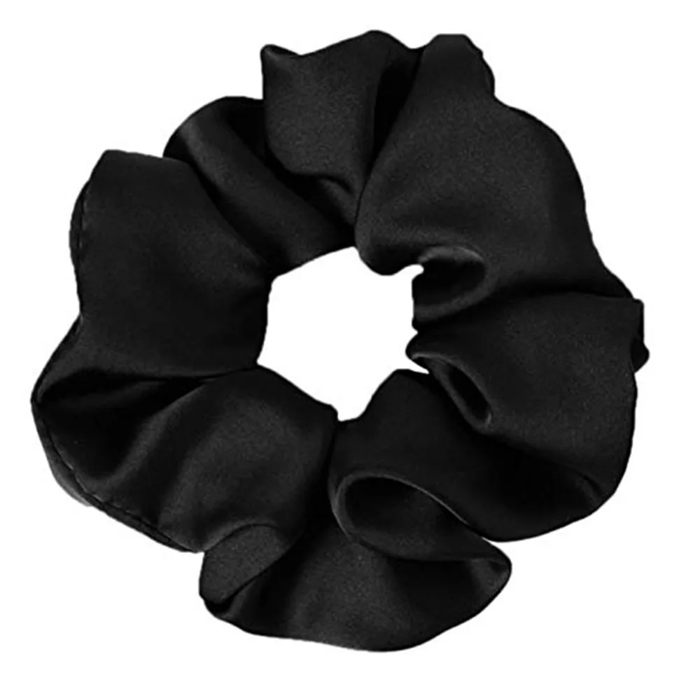 10 Pcs Satin Scrunchies Large Cute Bobbles Ponytail Holder Vintage Hair Bands Ties For Women Girls Satin Scrunchies-Black