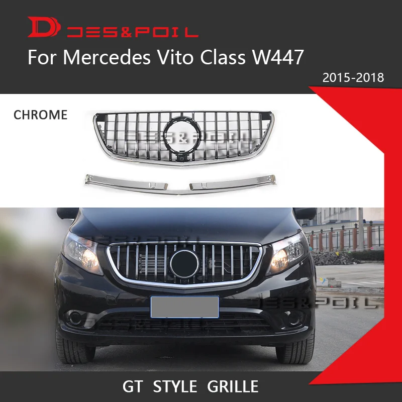 Metris Vito GT Grille W447 Panamericana Grid For Mercedes Benz MPV Exclusive Front Bumper Racing Grill 2016-2018