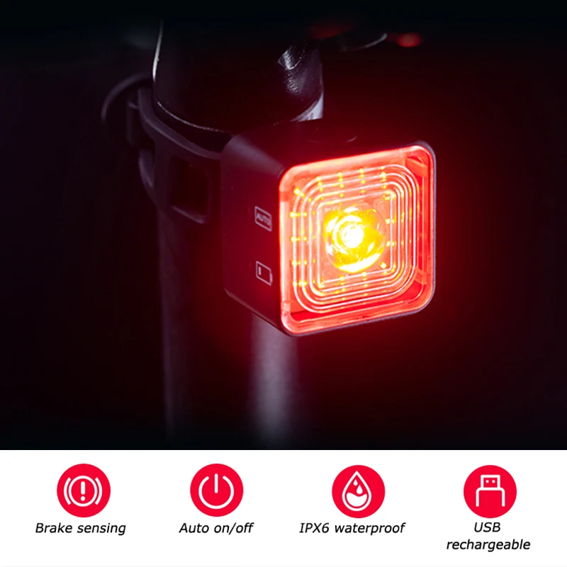 LEADBIKE Smart Brake Sensing Bicycle Taillight 120 Lumen USB Charging Bike Rear Lights Waterproof Cycling Lights Mtb Assessoires