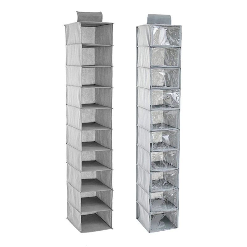 

Hanging Closet Organizer, 10 Shelves Hanging Shoe Organizer for Closet Breathable Poly Canvas for Shoes 87HA