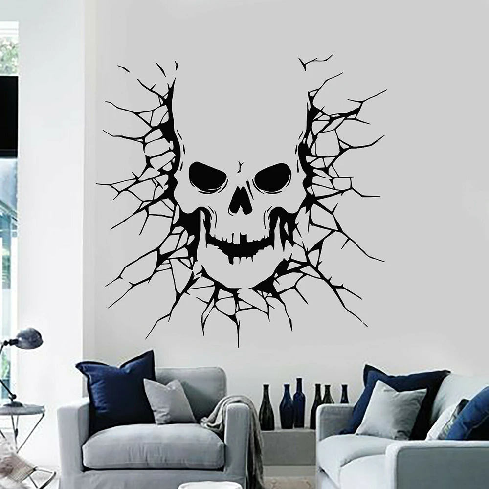 Vinyl Wall Decal Skull Zombie Demon Scary Horror Stickers Mural Garage Wall Decoration Posters P305