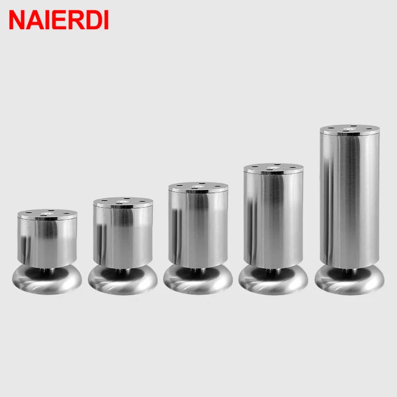 NAIERDI Silver Stainless Steel 6CM-30CM Furniture Foot Adjustable Cabinet Legs Table Sofa Furniture Leg Table Feets Cabinet Legs