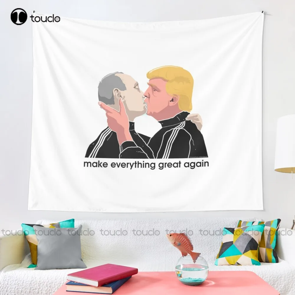 New Trump Kissing Putin Tapestry Large Wall Hanging Tapestry Tapestry Wall Hanging For Living Room Bedroom Dorm Room Home Decor