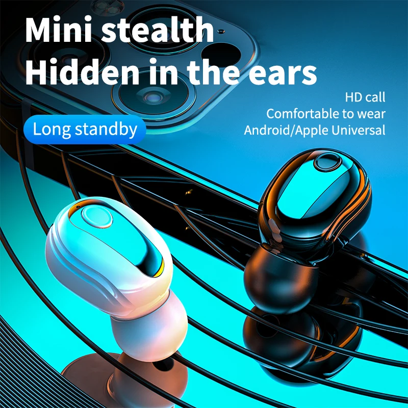 Mini Unsichtbare Drahtlose Kopfhörer Noise Cancelling Bluetooth-Kompatibel Kopfhörer Freihändiger Stereo Headset TWS Ohrhörer Kopfhörer