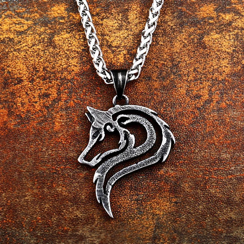 Beier 316L stainless steel celt wolf head pendant dropshipping hot sell viking wolf men necklace Fashion Jewelry LLBP8-302P