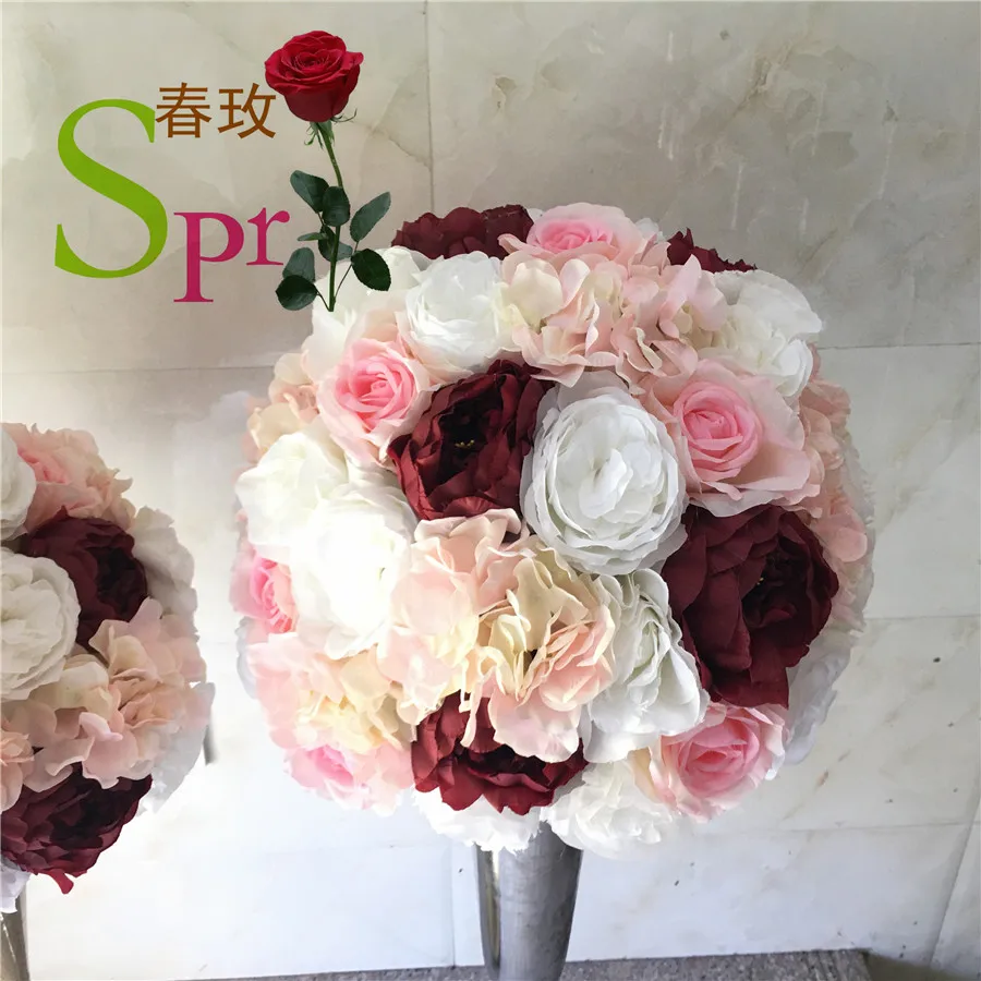 SPR Inexpensive Outdoor Wedding Decoration Bouquet Blush Rose Greenery Garland Vine Silk Flower Orchid Arrangement