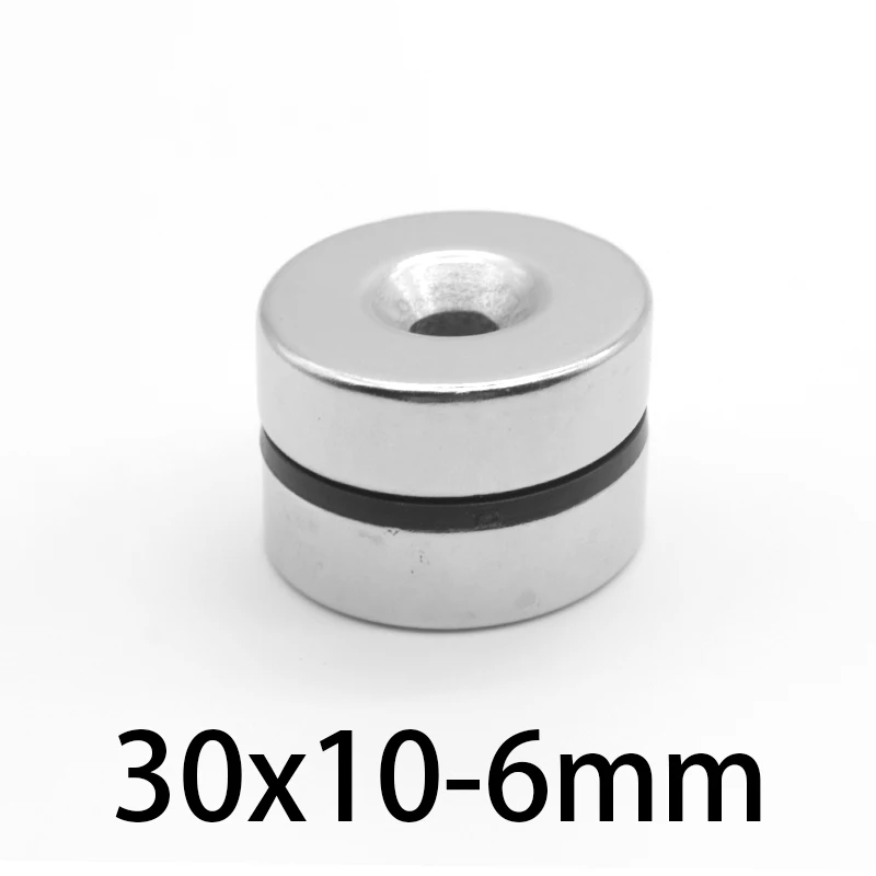 1~30 PCS 30x10-6mm Powerful Magnetic Magnets Disc 30mm x 10 mm Hole 6mm Round Permanent Neodymium Magnet N35 30*10-6 mm