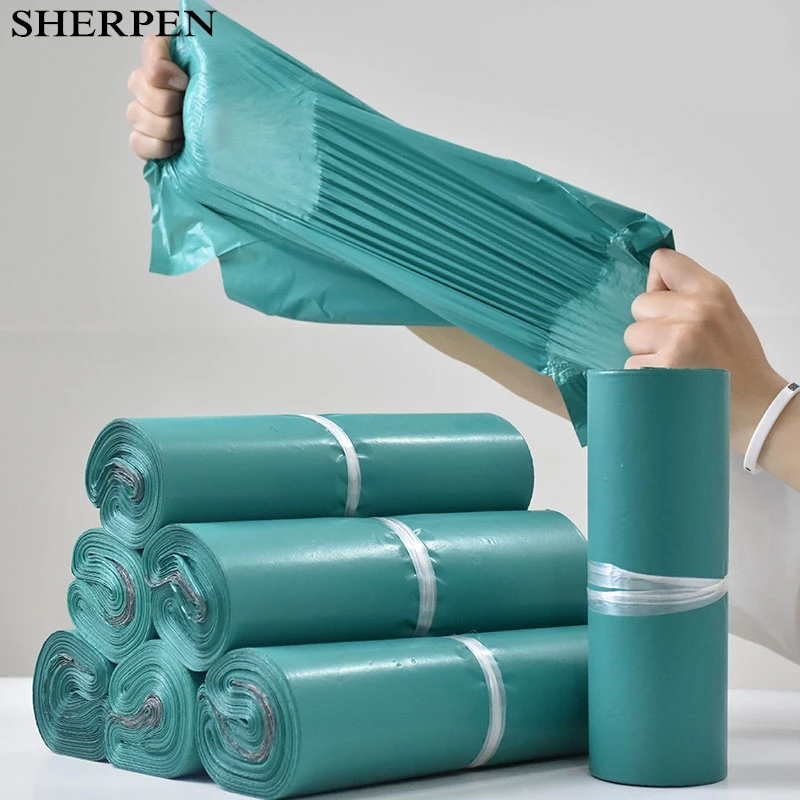 

SHERPEN Green Courier Bag 50pcs Self-seal Mailbag Plastic Poly Mailing Envelope Waterproof Postal Shipping Bags Courier Envelope